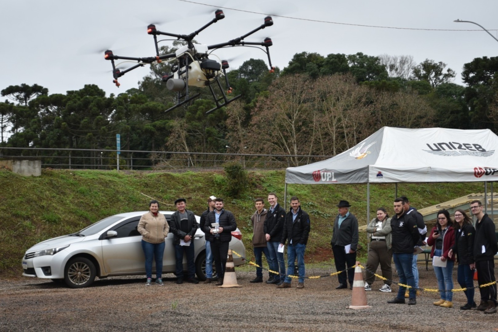Uso de drones para pulverização da lavoura foi um dos aspectos apresentados aos visitantes